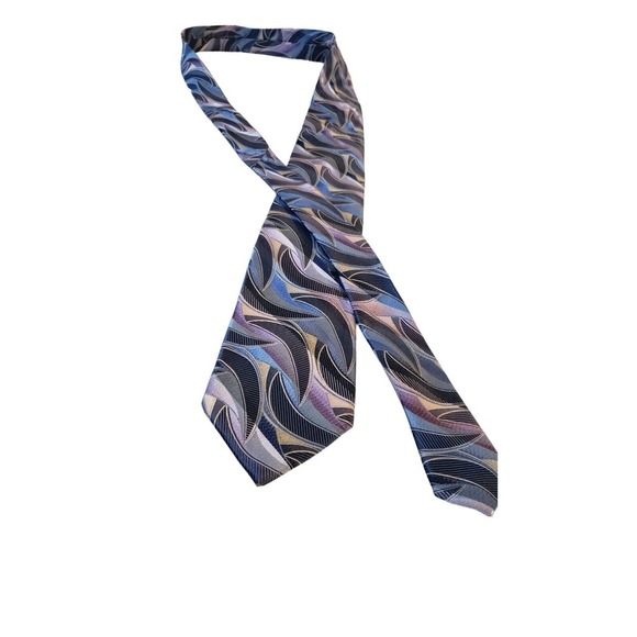 CONCEPTS by Claiborne Men's Silk Necktie Blue Multi Geometric 100% Silk Abstract - Picture 3 of 12